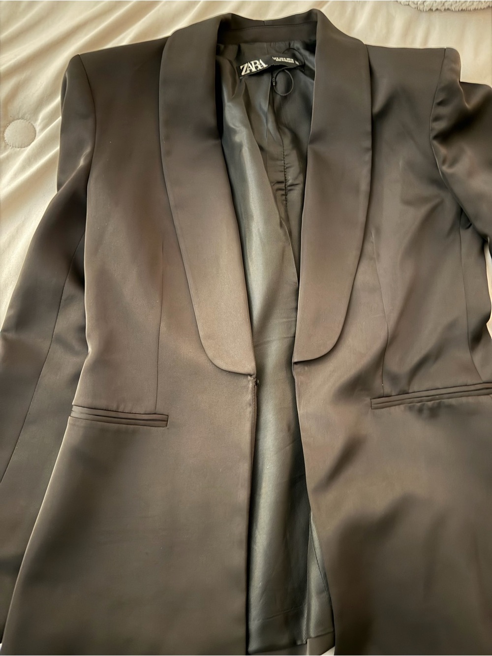 Zara Black Satin-Lapel Evening Blazer